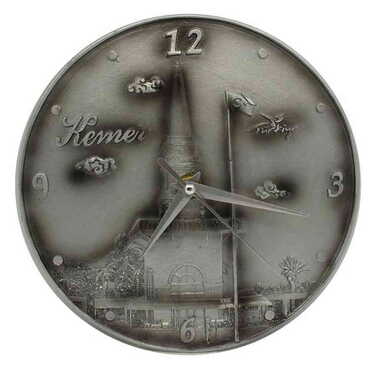 Myros - Kemer Themed Silver Color Polyester Wall Clock