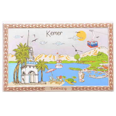 Myros - Kemer Themed Silver Plated Desktop Decor Mahogany 78X125 Mm