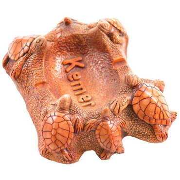 Kemer Themed Six Baby Turtles Plaster Raised Cottage Ashtray - Thumbnail