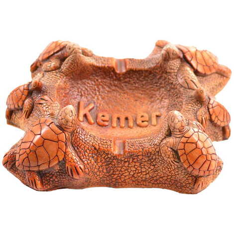 Kemer Themed Six Baby Turtles Plaster Raised Cottage Ashtray - 2