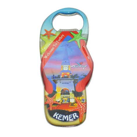 Kemer Themed Slipper Shaped Metal Magnetic Bottle Opener 110x45 mm