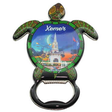 Myros - Kemer Themed Turtle Shaped Metal Magnetic Bottle Opener 103x75 mm