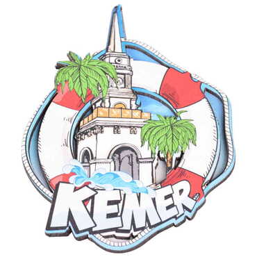 Kemer Themed Wooden Customised 2D Souvenir Fridge Magnet - Thumbnail