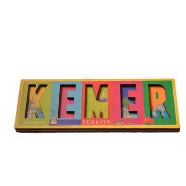 Kemer Themed Wooden Customised City Name Letter Souvenir Fridge Magnet - Thumbnail