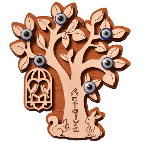 Kemer Themed Wooden Engraved Souvenir Fridge Magnet - 5