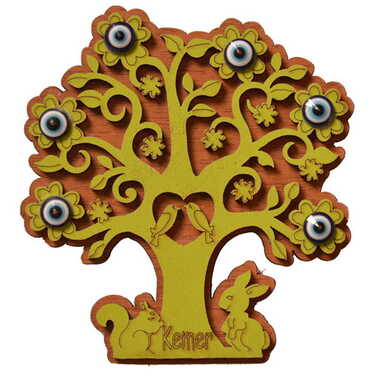 Kemer Themed Wooden Engraved Souvenir Fridge Magnet - 10