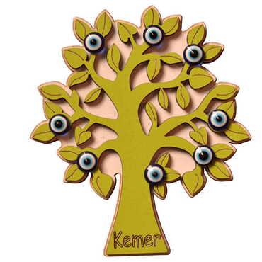 Kemer Themed Wooden Engraved Souvenir Fridge Magnet - 13