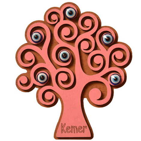 Kemer Themed Wooden Engraved Souvenir Fridge Magnet - 17