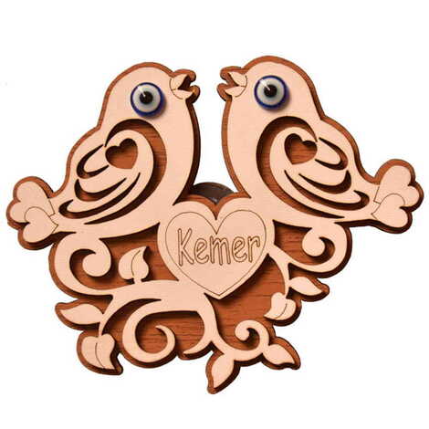 Kemer Themed Wooden Engraved Souvenir Fridge Magnet - 18