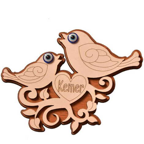 Kemer Themed Wooden Engraved Souvenir Fridge Magnet - 19