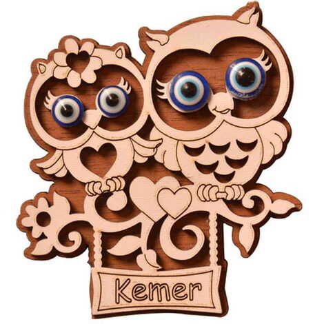 Kemer Themed Wooden Engraved Souvenir Fridge Magnet - 21