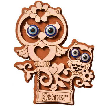 Kemer Themed Wooden Engraved Souvenir Fridge Magnet - 22
