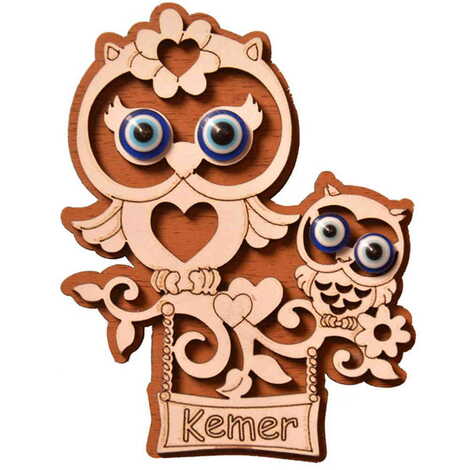 Kemer Themed Wooden Engraved Souvenir Fridge Magnet - 22