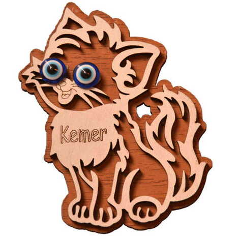 Kemer Themed Wooden Engraved Souvenir Fridge Magnet - 25