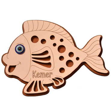Kemer Themed Wooden Engraved Souvenir Fridge Magnet - 26