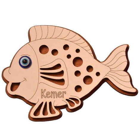 Kemer Themed Wooden Engraved Souvenir Fridge Magnet - 26