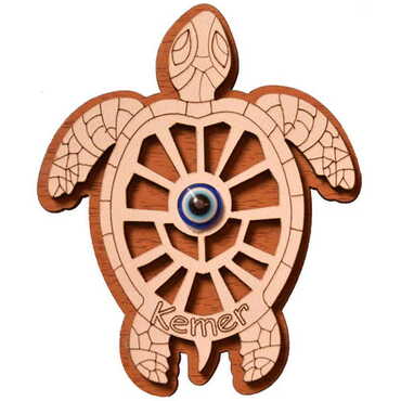 Kemer Themed Wooden Engraved Souvenir Fridge Magnet - 28