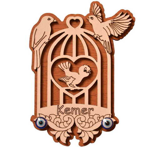 Kemer Themed Wooden Engraved Souvenir Fridge Magnet - 30