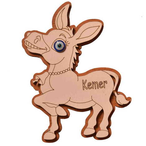 Kemer Themed Wooden Engraved Souvenir Fridge Magnet - 39