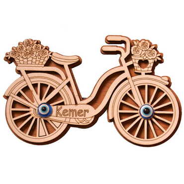 Kemer Themed Wooden Engraved Souvenir Fridge Magnet - 43