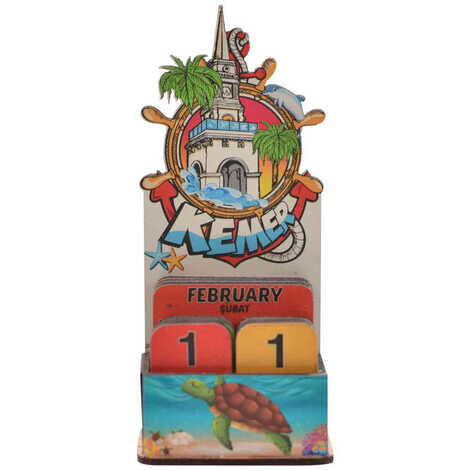 Kemer Themed Wooden Table Calendar