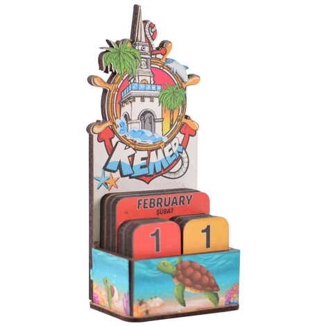 Kemer Themed Wooden Table Calendar