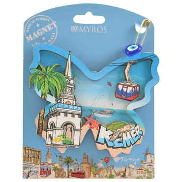 Myros - Kemer Themed Wooden UV Printed Custom Backing Carded Fridge Magnet