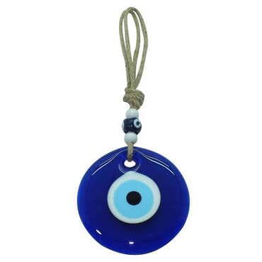 Flax Yarn Knitted Glass Evil Eye Wall Hanging No : 4 115 mm