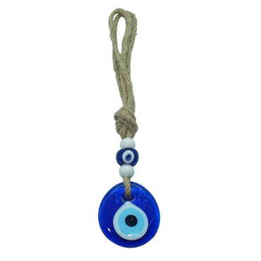 Flax Yarn Knitted Glass Evil Eye Wall Hanging No : 1 55 mm