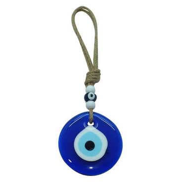 Flax Yarn Knitted Glass Evil Eye Wall Hanging No : 3 80 mm