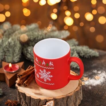 Wholesale Red Reindeer Snowflake Ceramic Mug - Standart - 3