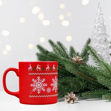 Wholesale Red Reindeer Snowflake Ceramic Mug - Standart - 2