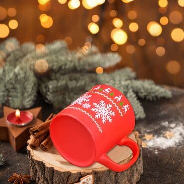 Wholesale Red Reindeer Snowflake Ceramic Mug - Standart - 4