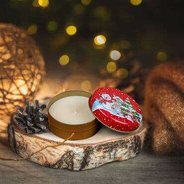 Wholesale Red Snowman Metal Tin Candle
