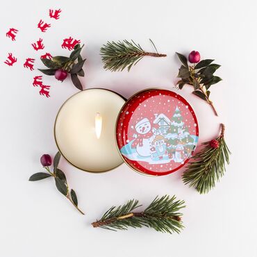 Wholesale Red Snowman Metal Tin Candle - Standart - 2