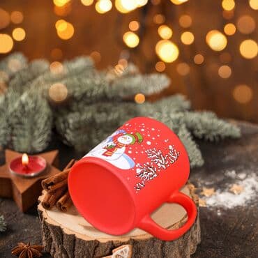Wholesale Red Snowmen Ceramic Mug - Standart - 4