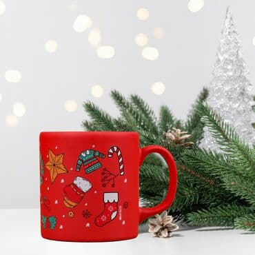 Wholesale Red Snowman New Year Themed Ceramic Mug