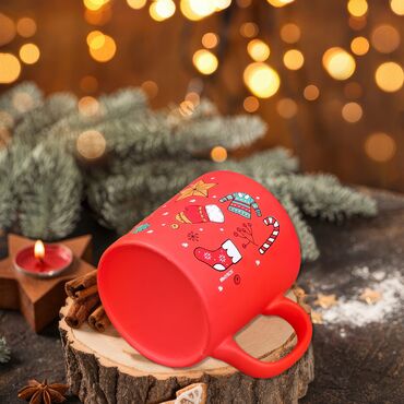 Wholesale Red Snowman New Year Themed Ceramic Mug - Standart - 4
