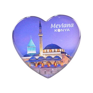 Konya Themed Epoxy Dome Heart Souvenir Fridge Magnet 65x60 mm - 4