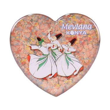 Konya Themed Epoxy Dome Heart Souvenir Fridge Magnet 65x60 mm - 5