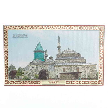 Konya Themed Antalya Themed Silver Plated Desktop Decor Mahogany 78X125 Mm