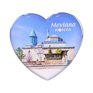 Konya Themed Epoxy Dome Heart Souvenir Fridge Magnet 65x60 mm - Thumbnail