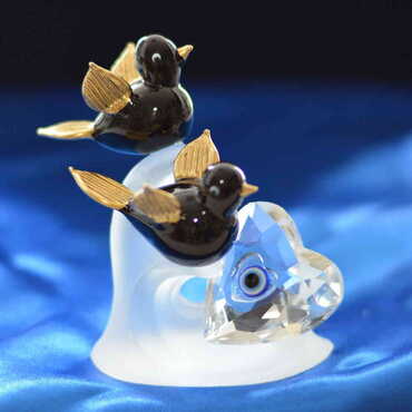 Crystal Two Birds On a Branch Figurine