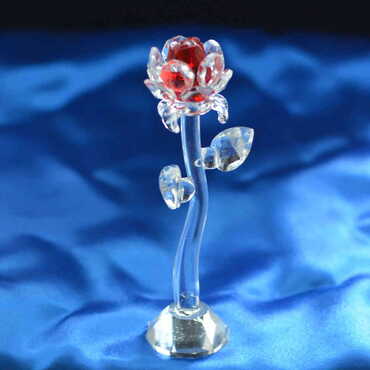 Crystal Rose Figurine with Velvet Gift Box