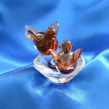 Crystal Bird Feeding Figurine No. 2 - 2