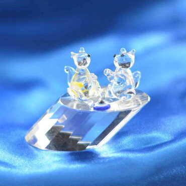 Crystal Two Squirrel on a Log Figurine