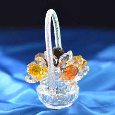 Crystal Colorful Flower Basket Figurine - Standart - 2