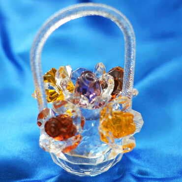 Crystal Colorful Flower Basket Figurine - Standart - 3