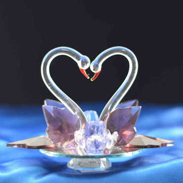 Crystal Two Swan in a Plate Figurine - 5