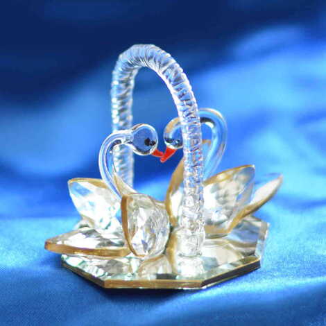 Toptan Kri̇stal Yaldiz Sepette İki̇li̇ Kuğu - 3